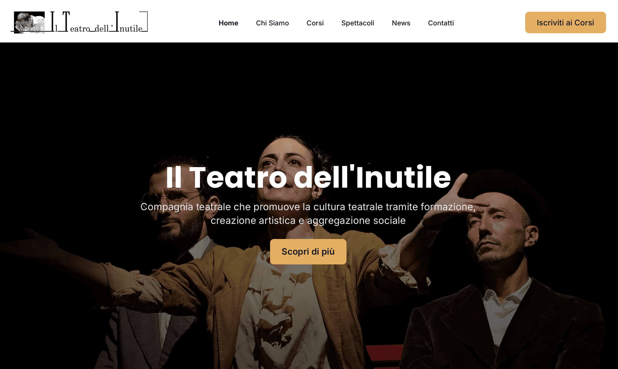 Screenshot home sito web